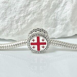 Pandora Georgia Flag Bead Charm S925 Silver Charm